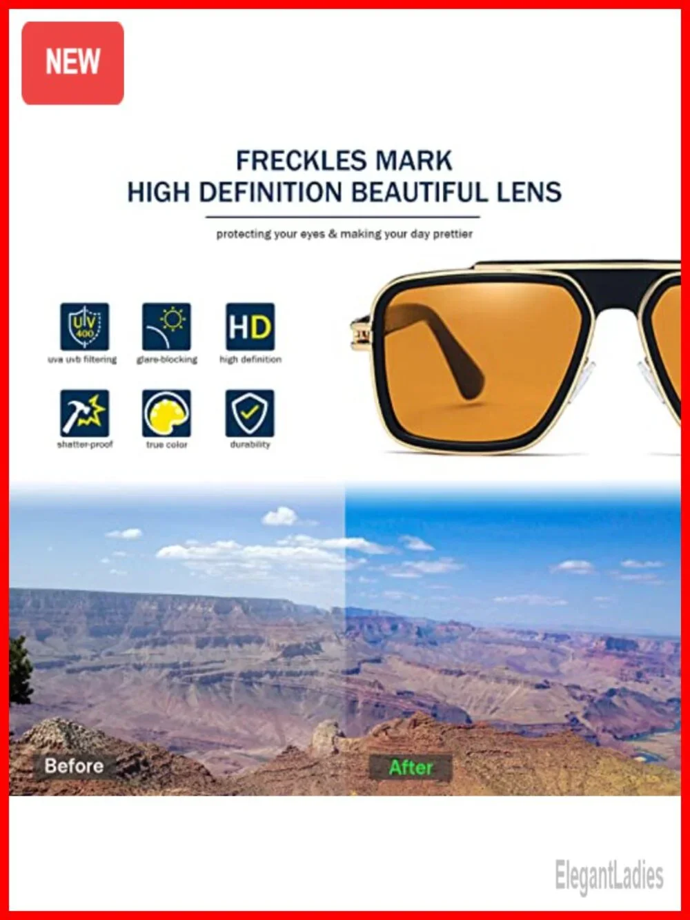 Retro Square Metal Frame Sunglasses UV400 Protection